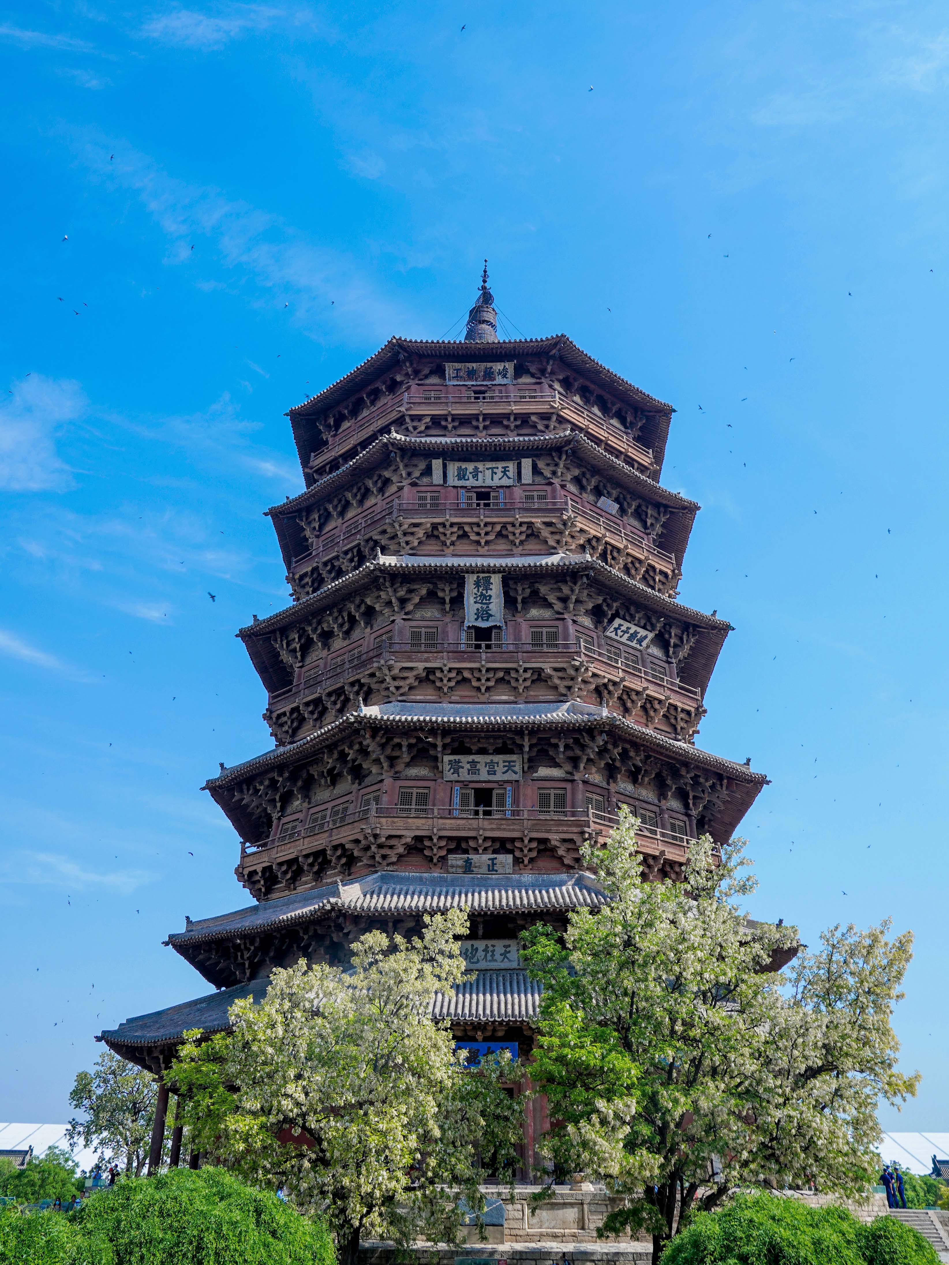Dibina pada Dinasti Liao, Pagoda Kuil Fogong yang tingginya 67.31 meter adalah bangunan paling lama dan paling tinggi yang dibina sepenuhnya daripada kayu. Ia kekal tersergam kukuh biarpun berkali-kali dibadai gempa bumi dahsyat dan peperangan dalam 900 tahun yang lalu.