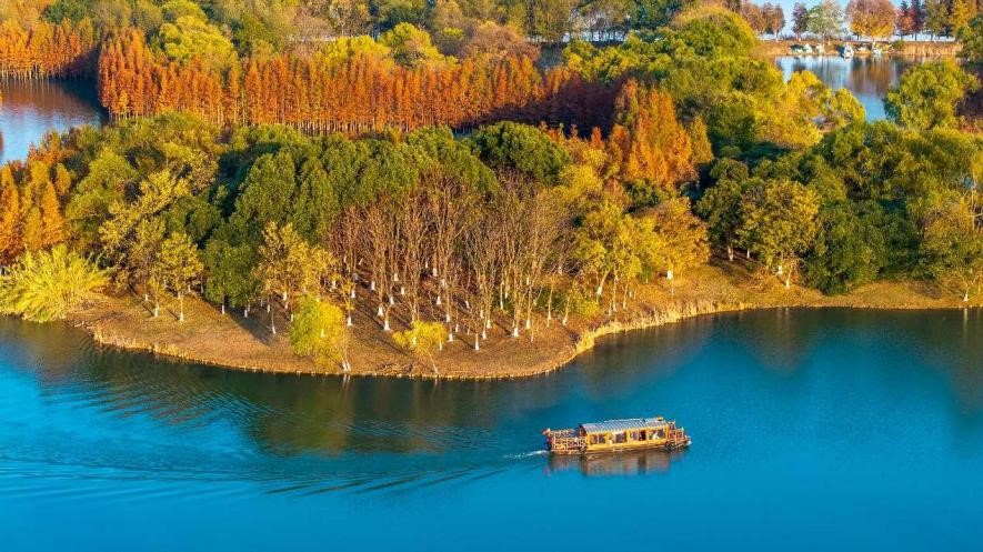 Foto menunjukkan Taman Tanah Lembap Taihu di Suzhou, Provinsi Jiangsu, di timur China. (People’s Daily Online/Leng Wen)